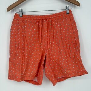 Birddogs Inner‎ Banks Lined Swim Trunks Mens Small Orange Hummingbirds Allover